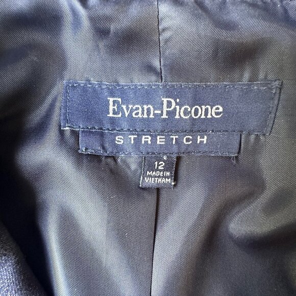 Evan Picone Jacket Denim Chambray Blue Blazer Faux Leather Trim Women's 12 VTG - Picture 8 of 11